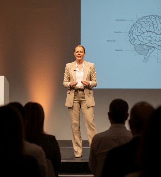 Conferenciante en charla sobre neurología